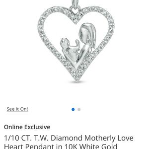NIB ZALES 1/10 CT Diamond Motherly Love Heart Pendant Necklace 10K white gold!